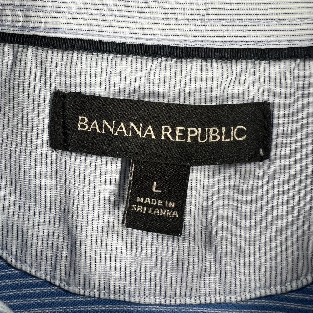 Banana Republic Mens Size Large Blue Short Sleeve Polo Shirt Night Soft Sharp